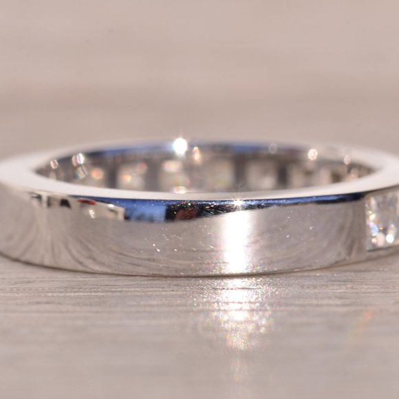 Designer Signed Blaze Cut Natural Diamond Band in White Gold - Picture 4 of 10